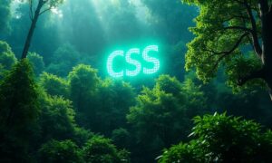 Illustration d'un écran affichant des métriques environnementales (CO₂, énergie, poids réseau) liées à l'optimisation CSS d'un site web.